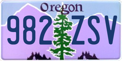 OR license plate 982ZSV