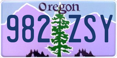 OR license plate 982ZSY