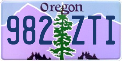 OR license plate 982ZTI