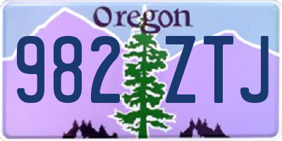 OR license plate 982ZTJ