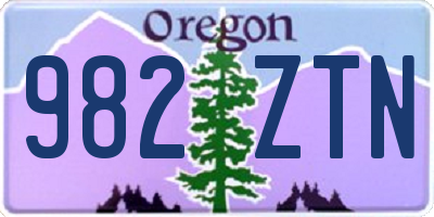 OR license plate 982ZTN