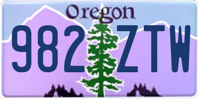 OR license plate 982ZTW