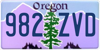 OR license plate 982ZVD