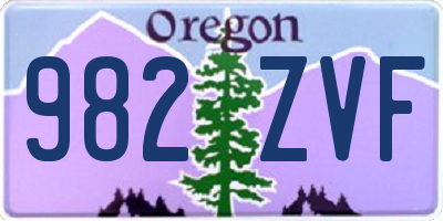 OR license plate 982ZVF