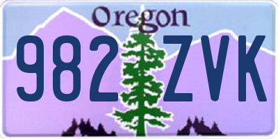 OR license plate 982ZVK