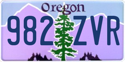 OR license plate 982ZVR