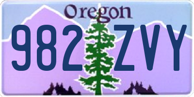OR license plate 982ZVY
