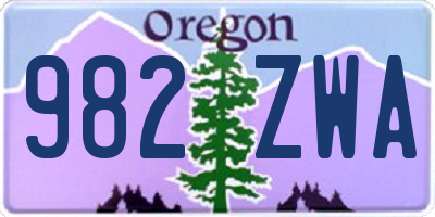 OR license plate 982ZWA