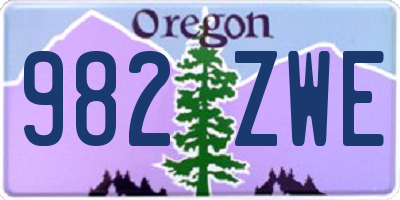 OR license plate 982ZWE