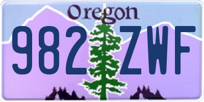 OR license plate 982ZWF