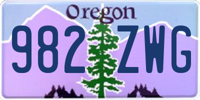 OR license plate 982ZWG