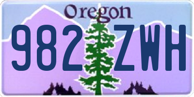 OR license plate 982ZWH