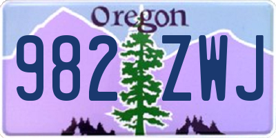 OR license plate 982ZWJ