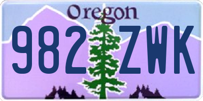 OR license plate 982ZWK