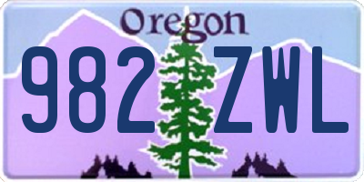 OR license plate 982ZWL