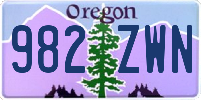 OR license plate 982ZWN