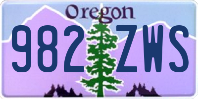 OR license plate 982ZWS