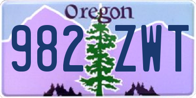 OR license plate 982ZWT