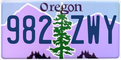 OR license plate 982ZWY
