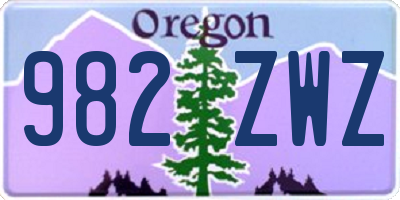 OR license plate 982ZWZ