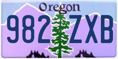 OR license plate 982ZXB
