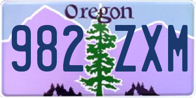 OR license plate 982ZXM