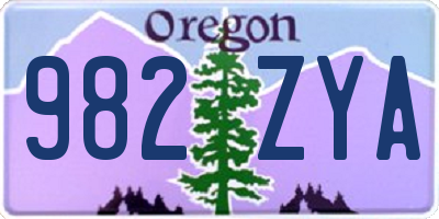 OR license plate 982ZYA