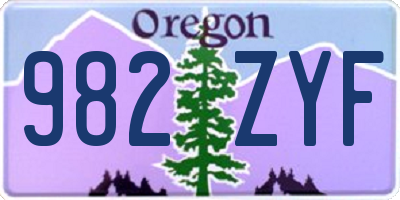 OR license plate 982ZYF