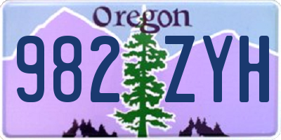 OR license plate 982ZYH
