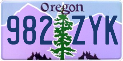 OR license plate 982ZYK
