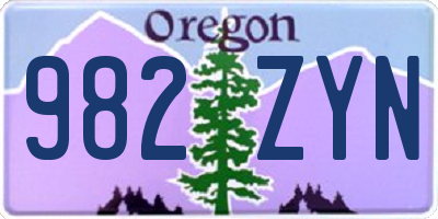 OR license plate 982ZYN