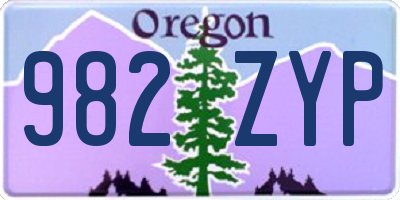 OR license plate 982ZYP