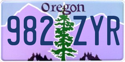 OR license plate 982ZYR
