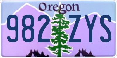 OR license plate 982ZYS