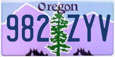 OR license plate 982ZYV