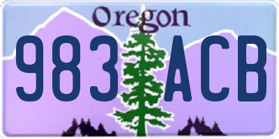 OR license plate 983ACB