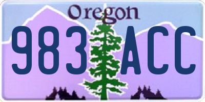 OR license plate 983ACC