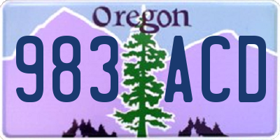 OR license plate 983ACD