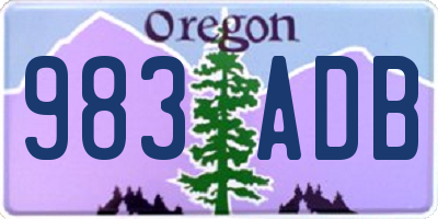 OR license plate 983ADB