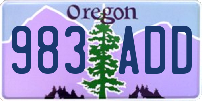 OR license plate 983ADD