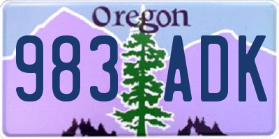 OR license plate 983ADK