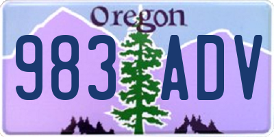 OR license plate 983ADV