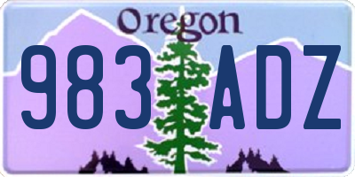 OR license plate 983ADZ