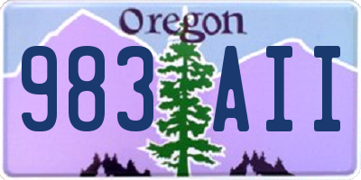 OR license plate 983AII