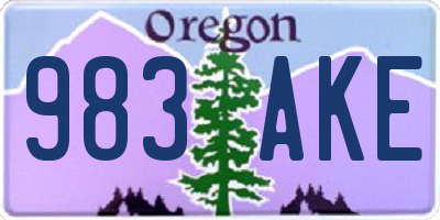 OR license plate 983AKE