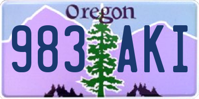 OR license plate 983AKI