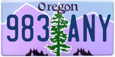 OR license plate 983ANY
