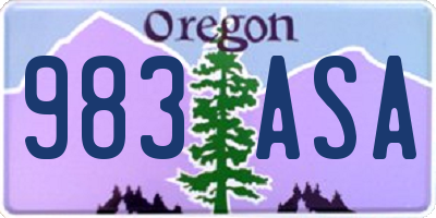 OR license plate 983ASA