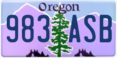 OR license plate 983ASB