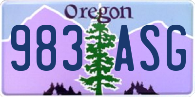 OR license plate 983ASG